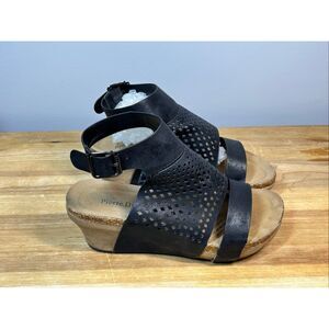 Pierre Dumas black wedge sandals, size 7